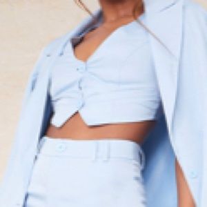 NWT PrettyLittleThing Pastel Blue Suit Tank Top